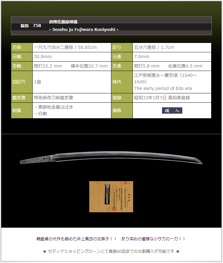 小サ刀　摂州住藤原國義　～親國貞の代作も務めた名工～